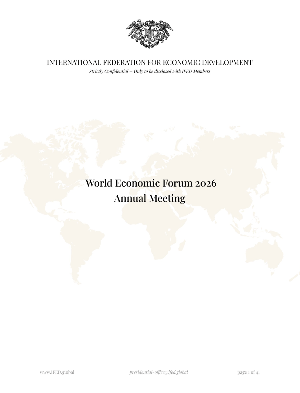 World Economic Forum — Davos 2026, IFED President's Address